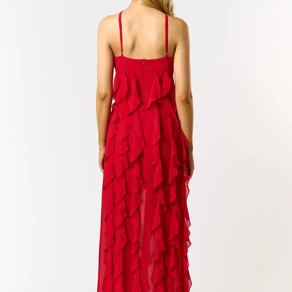 Halter Ruffle Maxi Dress